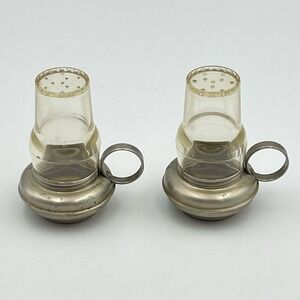 Vintage Plastic & Metal Salt Pepper Shakers Lantern Set‎ Style Mid Century 1950s